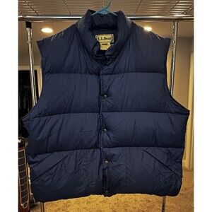 LL Bean Vest Men’s XL TALL Blue Goose Down Filled Nylon Puffer VTG #1424